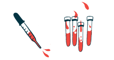 An illustration shows blood in a dropper next to four vials that also contain blood.