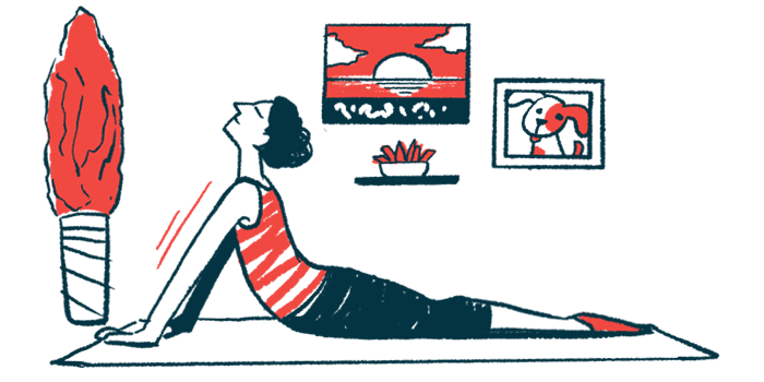 An illustration shows a person doing stretching exercises.