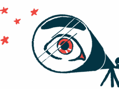 A human eye is reflected in the lens of a telescope as a person looks at the stars.