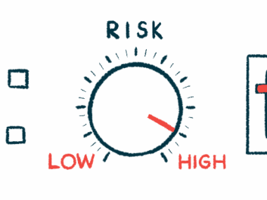 An illustration shows a dial of low to high risk,