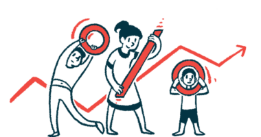 An illustration for a percent finding, with three people shown holding the three parts of a percent sign.