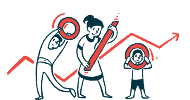 An illustration for a percent finding, with three people shown holding the three parts of a percent sign.