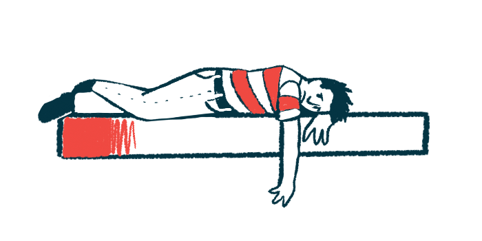 A person lies on a bench, head on one arm and the other arm dangling down.