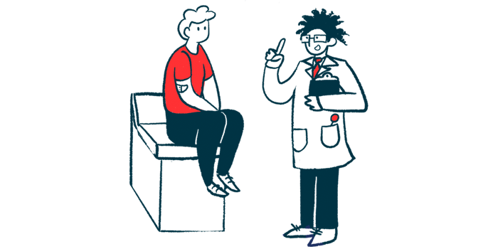 Illustration of doctor talking to a patient.