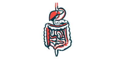 An illustration shows a close-up view of the human digestive system.