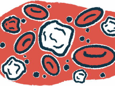 Blood cells are pictured in an illustration.